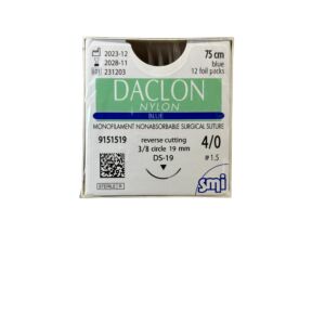 Daclon Nylon Monofil 75cm EP1.5 USP 4-0 needle 3/8 cir cut. 19mm 12st