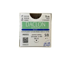 Daclon Nylon Monofil 75cm EP 1 USP 5-0 needle 3/8 cir cut. 12mm 12st