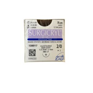 Surgicryl  910 EP 3 USP 2-0 needle 1/2 cir Taper 17mm 75cm 12st