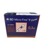 BD  Micro-Fine 0,3ml U100 + naald 0,30mm (30G) x 8mm 100st