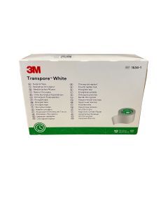 3M™ Transpore™ White Chirurgische Hechtpleister,  2.5 cm x 9.1 m, 12st